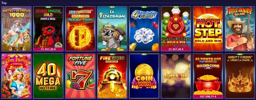 Alf Casino Slot Spiele Übersicht mit Top Titeln wie Gates of Olympus und Book of Ra